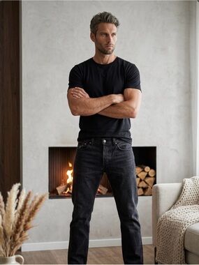 Levi’s 501 Water<Less Black Jeans Men’s 38x30 Button Fly Straight Leg Dark Wash